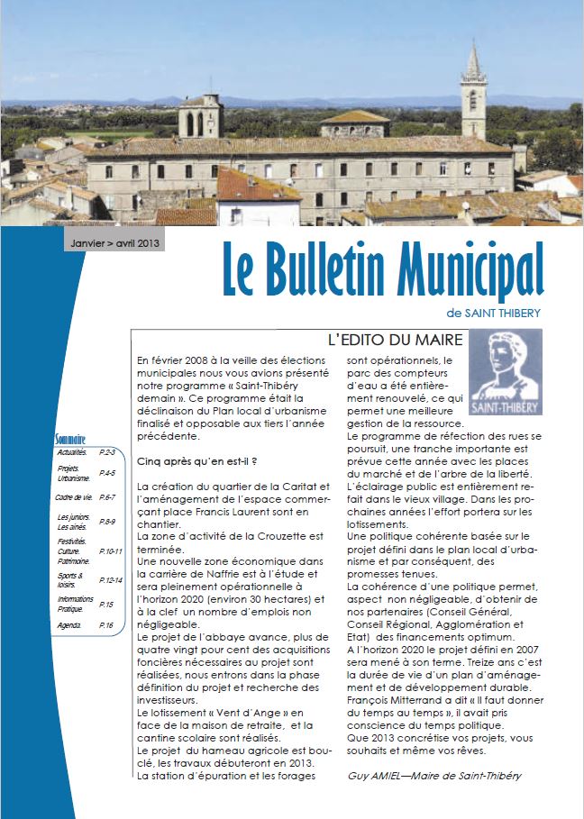 Page de couverture de Lettre n° 01 - Janvier 2013
